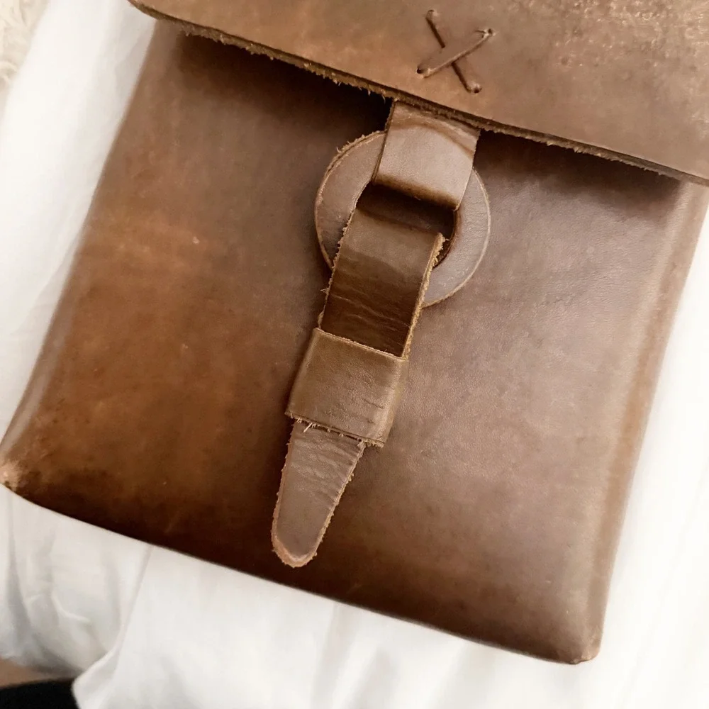 Hecho en Mexico Brown Leather Crossbody Bag Handmade Messenger Flap Satchel